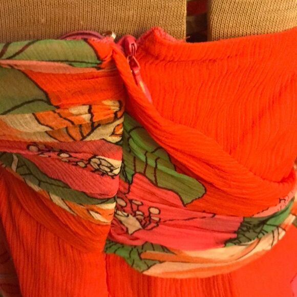 Tibi New York Coral Floral Crossback Halter Dress - Picture 2 of 4